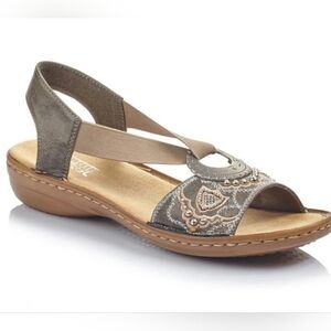 Rieker Regina Bronze Brown  Embellished Sandal Size 38 Us 7/7.5 Sling Back Comfo